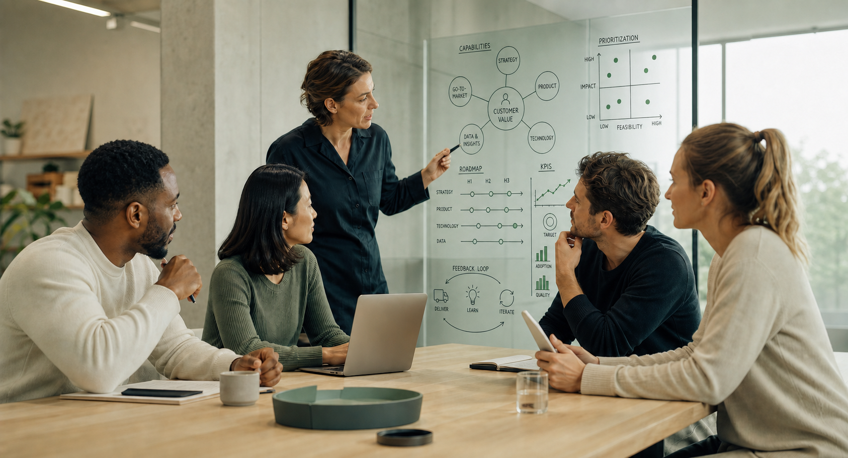Equipo de InventaSoftware definiendo estrategia, prioridades y hoja de ruta de un producto